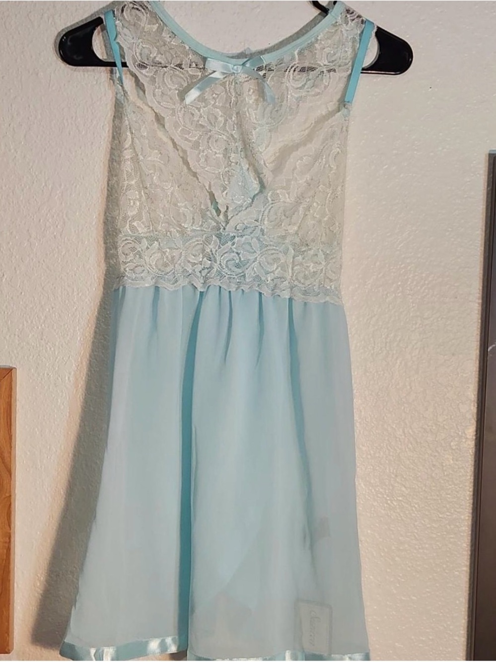Light Blue Lace Bodice Chiffon Dress